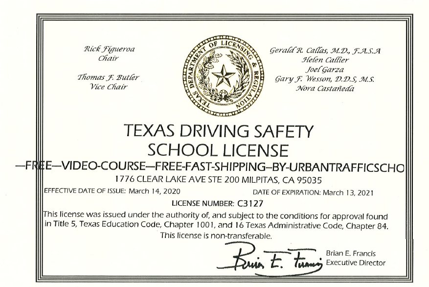 Urban Traffic School DMV Traffic School License