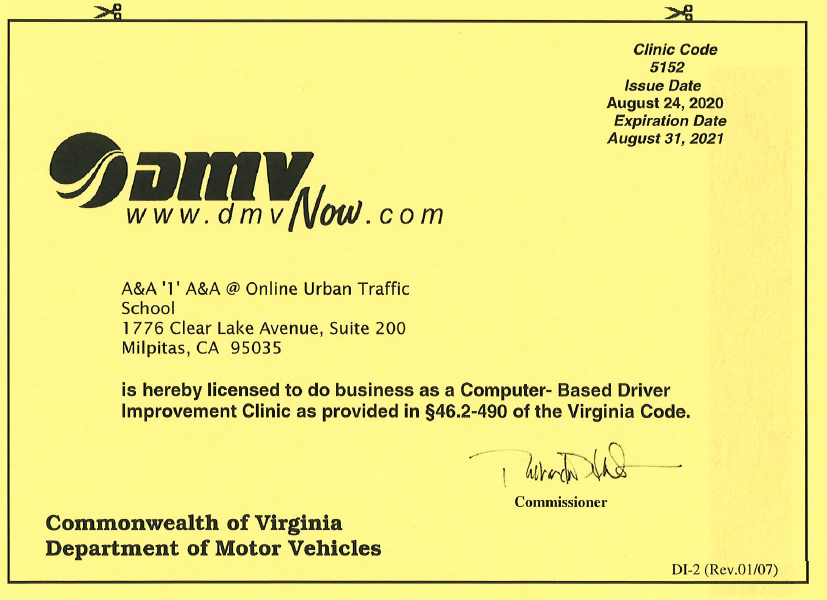 Urban Traffic School DMV Traffic School License